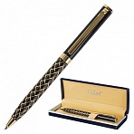 Ручка подарочная шариковая GALANT «Klondike», корпус черный с золотистым, золотистые детали, пишущий узел 0.7 мм, синяя