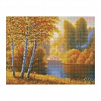 Алмазная мозаика ТРИ СОВЫ «Осень», 40×50см, холст на деревянном подрамнике, картонная коробка с пластиковой ручкой