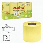 Бумага туалетная бытовая, спайка 8 шт., 2-х слойная (8×19 м), ЛАЙМА, аромат ромашки