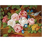 Картина по номерам на холсте ТРИ СОВЫ «Пышный букет роз», 40×50, с акриловыми красками и кистями