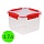 Контейнер пищевой 0.7 л КОМПЛЕКТ 3 шт., ланч бокс, КАСКАД КВАДРО, 9×14х14 см, прозрачный/красный, 64001