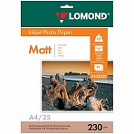 Фотобумага А4 для стр. принтеров Lomond, 230г/м2 (25л) мат. одн. 