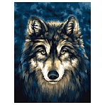 Картина по номерам на холсте ТРИ СОВЫ «Волк», 30×40, с акриловыми красками и кистями