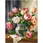 Картина по номерам на холсте ТРИ СОВЫ «Букет тюльпанов», 40×50, с акриловыми красками и кистями