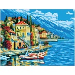 Картина по номерам на картоне ТРИ СОВЫ «Город у моря», 30×40, с акриловыми красками и кистями