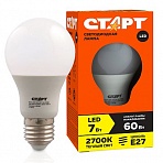 Лампа светодиодная Старт LED, серия «ЭКО» 7W30, тип А «груша», E27, 2700К, теплый свет, 15000ч