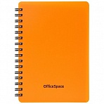 Записная книжка А6 60л. на гребне OfficeSpace «Neon», оранжевая пластиковая обложка