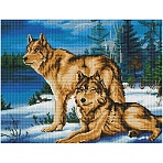 Алмазная мозаика ТРИ СОВЫ «Волчья семья», 40×50см, холст на деревянном подрамнике, картонная коробка с пластиковой ручкой
