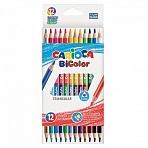 Карандаши двусторонние CARIOCA «Bi-color», 12 штук, 24 цвета, трехранные, заточенные, 42991