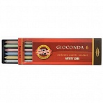 Грифели цветные для цанговых карандашей Koh-I-Noor «Gioconda», 5.6мм, металлик ассорти, 6шт., пластик короб