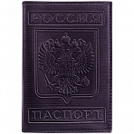 Обложка для паспорта OfficeSpace кожа тип 3, черный, тиснение «Герб»