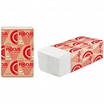 Полотенца бумажные лист Focus Premium (V-сл), 2 слойн., 200 л/пач, 23×20, 5см, белые
