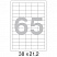превью Этикетки самоклеящиеся Office Label эконом 38×21.2 мм белые (65 штук на листе А4, 50 листов в упаковке)