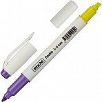 Текстовыделитель Attache Double желтый/фиолетовый (толщина линии 1-4 мм)