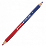 Карандаш двухцветный, красно-синий, утолщённый, BRAUBERG, заточенный, грифель 4.0 мм