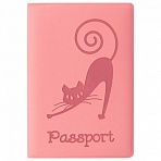 Обложка для паспорта STAFFмягкий полиуретан«Кошка»персиковая237615