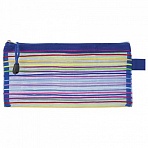 Папка-конверт на молнии МАЛОГО ФОРМАТА (255×130 мм), сетчатая ткань, BRAUBERG «Stripes»