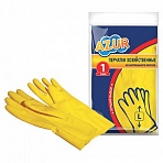 Перчатки резиновые, без х/б напыления, рифленые пальцы, размер L, желтые, 32г БЮДЖЕТ, AZUR