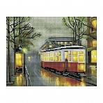 Алмазная мозаика ТРИ СОВЫ «Вечерний трамвай», 30×40см, холст на деревянном подрамнике, картонная коробка с пластиковой ручкой