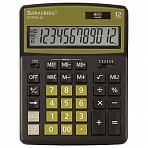 Калькулятор настольный BRAUBERG EXTRA-12-BKOL (206×155 мм), 12 разрядов, двойное питание, ЧЕРНО-ОЛИВКОВЫЙ