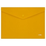 Папка-конверт на кнопке СТАММ А4, 180мкм, пластик, непрозрачная, желтая