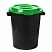 превью Бак для отходов пластиковый 90 л черный с зеленой крышкой