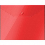 Папка-конверт на кнопке OfficeSpace А5 (190×240мм), 150мкм, полупрозрачная, красная