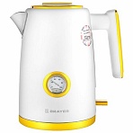 Чайник с термометром BRAYER BR1018, 1.7 л, 2200 Вт, закрытый нагревательный элемент, сталь, белый