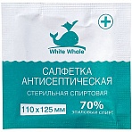 Салфетки стерильные White Whale, 110×125мм, 80шт., антисептические, спиртовые