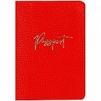 Обложка для паспорта OfficeSpace «Naples», кожа, красный, тиснение фольгой