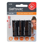 Батарейка GoPower R6 AA 4шт/бл Heavy Duty 1.5V (4/48/576)