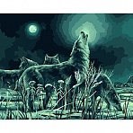 Картина по номерам на холсте ТРИ СОВЫ «Ночная охота», 40×50, с акриловыми красками и кистями