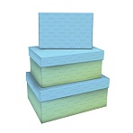 Набор прямоугольных коробок 3в1, MESHU «Green-blue gradient», (19×12×7.5-15×10×5см)