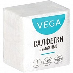 Салфетки бумажные Vega 1 слойн., 23×23см, белые, 80шт