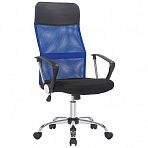 Кресло руководителя Helmi HL-E16 «Content», ткань/сетка/экокожа черная/синяя, хром