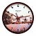 превью Часы настенные TROYKA 44031441, круг, белые с рисунком «Мельница», коричневая рамка, 29.5×29.5×5.4 см