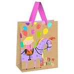 Пакет подарочный 26×32×12см MESHU «Happy Birthday. Unicorn », выборочный лак, крафт