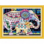 Картина стразами (алмазная мозаика) сияющая 40×50 см, ОСТРОВ СОКРОВИЩ «Индийские слоны», без подрамника