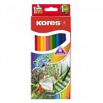 Карандаши цветные Kores трехгранные 12 цветов (с кистью и точилкой)