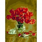 Картина по номерам на холсте ТРИ СОВЫ «Красные тюльпаны», 30×40, с акриловыми красками и кистями