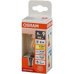 Лампа светодиодная OSRAM LSCLB75 6W/827 230VFILCL E14 FS1