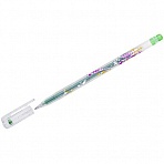 Ручка гелевая Crown «Glitter Metal Jell» светло-зеленая с блестками, 1.0мм