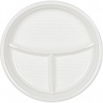Тарелка одноразовая   пластиковая Комус Стандарт 3-х секционная 220 мм белая (100 штук в упаковке)