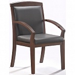 Конференц-стул Echair-421 KR (рециклированная кожа черная, дерево темный орех)