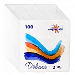 Салфетки бумажные Мягкий знак 24×24 см белые 2-слойные 100 штук в упаковке