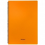 Тетрадь 60л. А4 клетка на гребне OfficeSpace «Neon», оранжевая пластиковая обложка