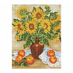 Алмазная мозаика ТРИ СОВЫ «Подсолнухи и яблоки», 40×50см, холст на деревянном подрамнике, картонная коробка с пластиковой ручкой