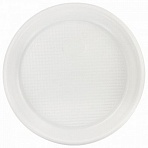Одноразовые тарелки ЛАЙМА Бюджет, комплект 100 шт., пластиковые, десертные, d=170 мм, белые, ПС