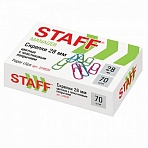 Скрепки STAFF эконом, 28 мм, цветные, 70 шт., в картонной коробке