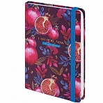 Ежедневник недатированный с резинкой А5 (145×203 мм), BRAUBERG, твердый, фольга, 128 л., «Pomegranate»
